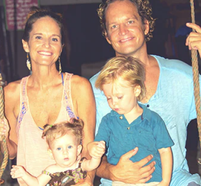 Founders of LuvBelly prenatal powder with their children.